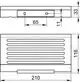Keuco Ablagefläche mit Ablaufschlitzen, rechteckige Form, flaches Design, seitliche Montageschlitze, geeignet für Wände oder Möbel. Gezeichnet in technischen Abmessungen.